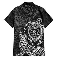 Hawaii Monk Seal and Dolphin Family Matching Short Sleeve Bodycon Dress and Hawaiian Shirt Polynesian Kakau Pattern Black White Color LT03 - Polynesian Pride