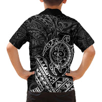 Hawaii Monk Seal and Dolphin Family Matching Tank Maxi Dress and Hawaiian Shirt Polynesian Kakau Pattern Black White Color LT03 - Polynesian Pride