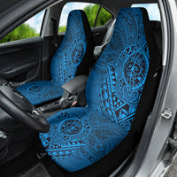 Hawaii Monk Seal and Dolphin Car Seat Cover Polynesian Kakau Pattern Blue