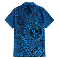 Hawaii Monk Seal and Dolphin Hawaiian Shirt Polynesian Kakau Pattern Blue