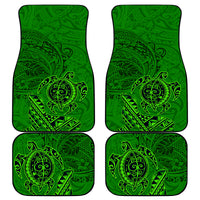 Hawaii Monk Seal and Dolphin Car Mats Polynesian Kakau Pattern Green