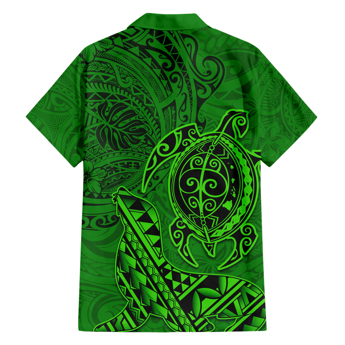 Hawaii Monk Seal and Dolphin Family Matching Short Sleeve Bodycon Dress and Hawaiian Shirt Polynesian Kakau Pattern Green LT03 - Polynesian Pride