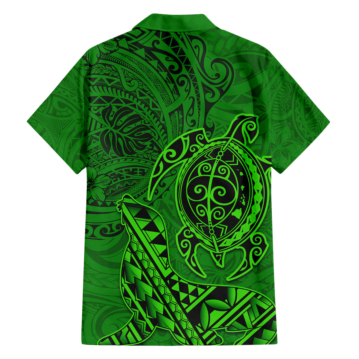 Hawaii Monk Seal and Dolphin Family Matching Tank Maxi Dress and Hawaiian Shirt Polynesian Kakau Pattern Green
