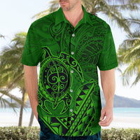 Hawaii Monk Seal and Dolphin Hawaiian Shirt Polynesian Kakau Pattern Green