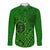 Hawaii Monk Seal and Dolphin Long Sleeve Button Shirt Polynesian Kakau Pattern Green