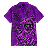 Hawaii Monk Seal and Dolphin Family Matching Long Sleeve Bodycon Dress and Hawaiian Shirt Polynesian Kakau Pattern Purple LT03 - Polynesian Pride