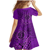 Hawaii Monk Seal and Dolphin Family Matching Mermaid Dress and Hawaiian Shirt Polynesian Kakau Pattern Purple LT03 - Polynesian Pride