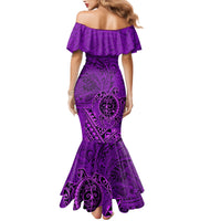 Hawaii Monk Seal and Dolphin Family Matching Mermaid Dress and Hawaiian Shirt Polynesian Kakau Pattern Purple LT03 - Polynesian Pride