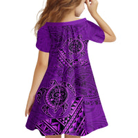 Hawaii Monk Seal and Dolphin Family Matching Tank Maxi Dress and Hawaiian Shirt Polynesian Kakau Pattern Purple LT03 - Polynesian Pride