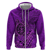 Hawaii Monk Seal and Dolphin Hoodie Polynesian Kakau Pattern Purple