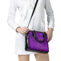 Hawaii Monk Seal and Dolphin Shoulder Handbag Polynesian Kakau Pattern Purple