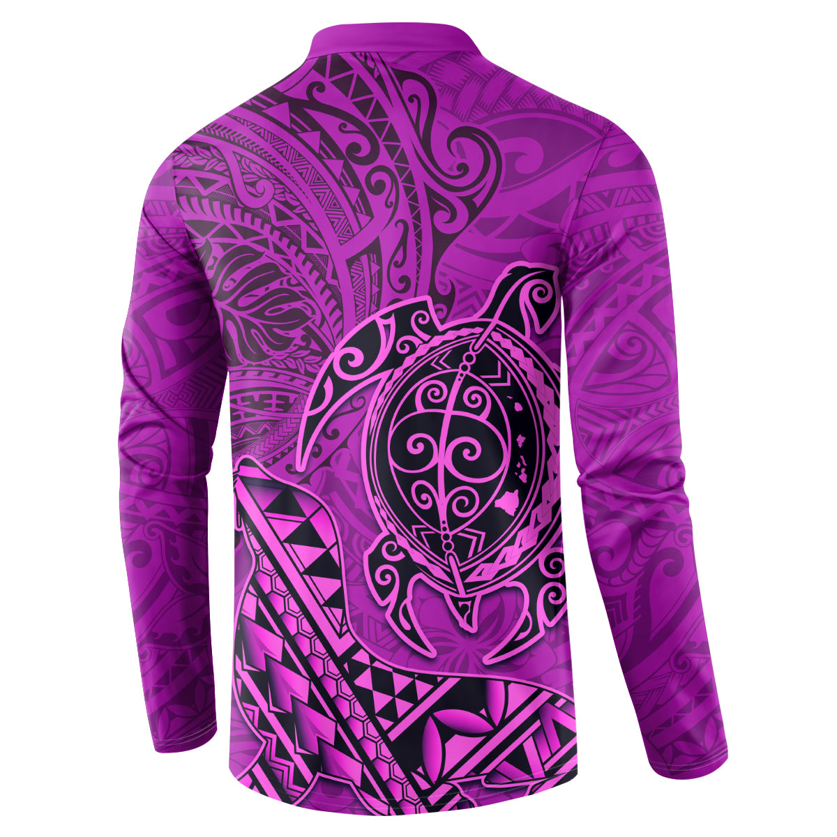 Hawaii Monk Seal and Dolphin Button Sweatshirt Polynesian Kakau Pattern Pink