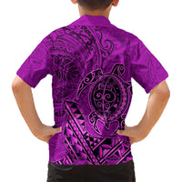 Hawaii Monk Seal and Dolphin Family Matching Short Sleeve Bodycon Dress and Hawaiian Shirt Polynesian Kakau Pattern Pink LT03 - Polynesian Pride