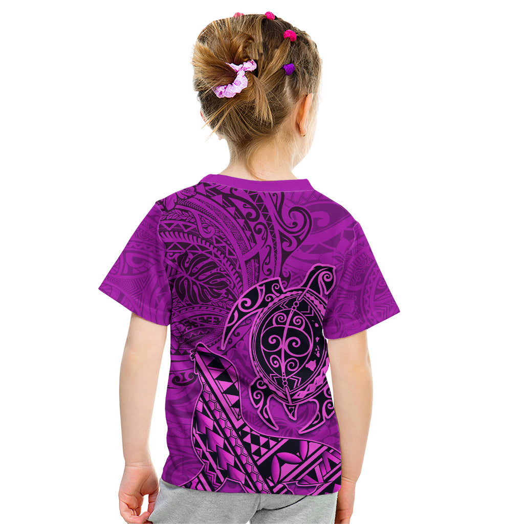 Hawaii Monk Seal and Dolphin Kid T Shirt Polynesian Kakau Pattern Pink