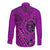 Hawaii Monk Seal and Dolphin Long Sleeve Button Shirt Polynesian Kakau Pattern Pink