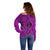 Hawaii Monk Seal and Dolphin Off Shoulder Sweater Polynesian Kakau Pattern Pink
