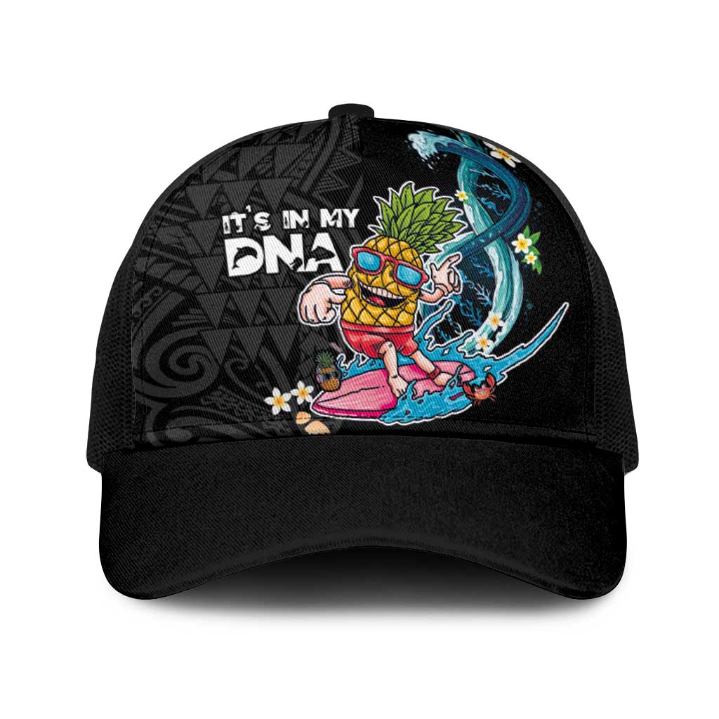 Hawaiian Pineapple Surfing Baseball Net Cap It's in My DNA - Kakau and Polynesian Pattern LT03 One Size Black Black - Polynesian Pride