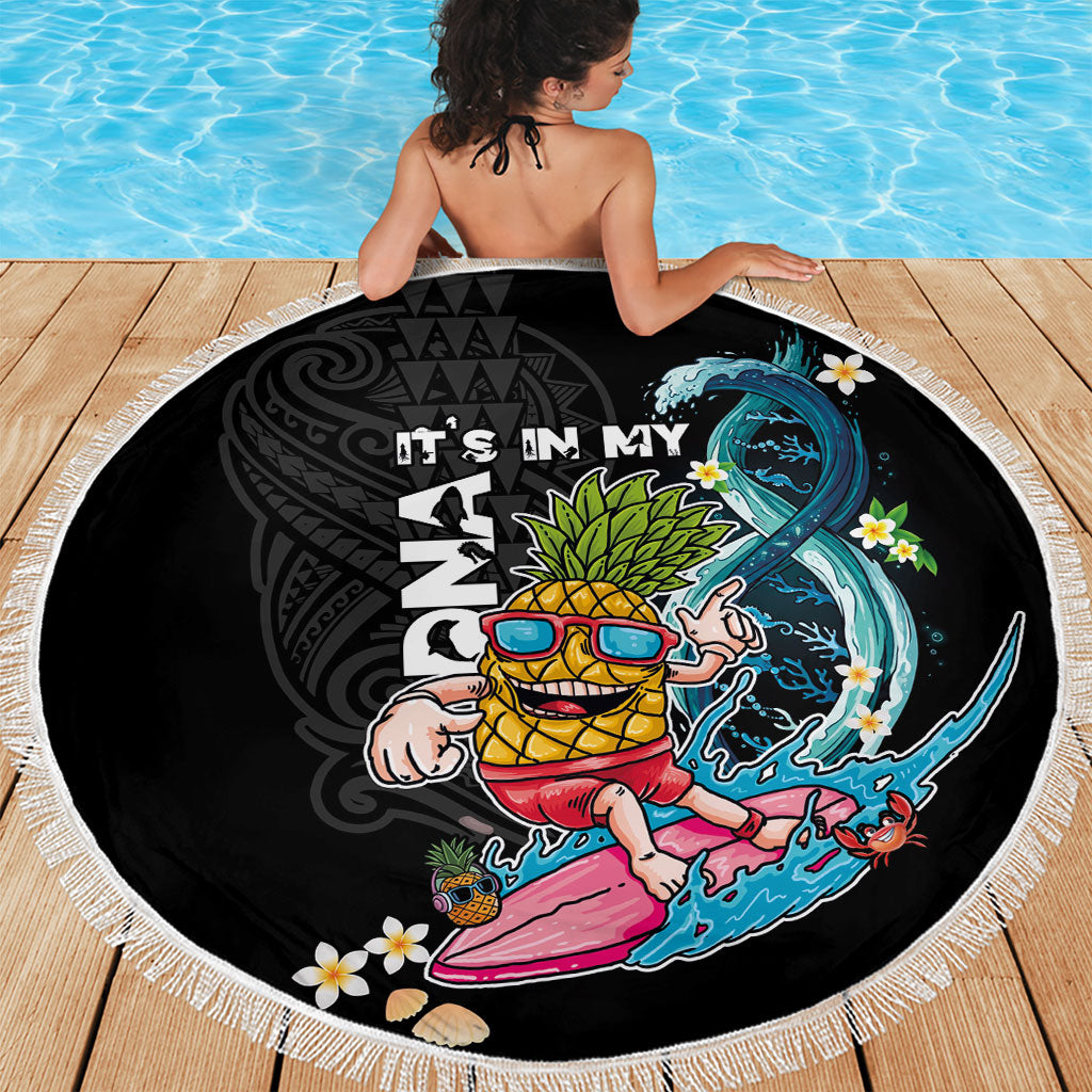 Hawaii Pineapple Surfing Beach Blanket It's in My DNA - Kakau and Polynesian Pattern LT03 - Polynesian Pride