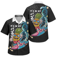 Hawaii Pineapple Surfing Family Matching Off Shoulder Short Dress and Hawaiian Shirt It's in My DNA - Kakau and Polynesian Pattern LT03 Son's Shirt Black - Polynesian Pride
