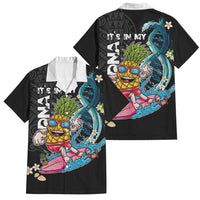 Hawaii Pineapple Surfing Family Matching Puletasi and Hawaiian Shirt It's in My DNA - Kakau and Polynesian Pattern LT03 Dad's Shirt - Short Sleeve Black - Polynesian Pride