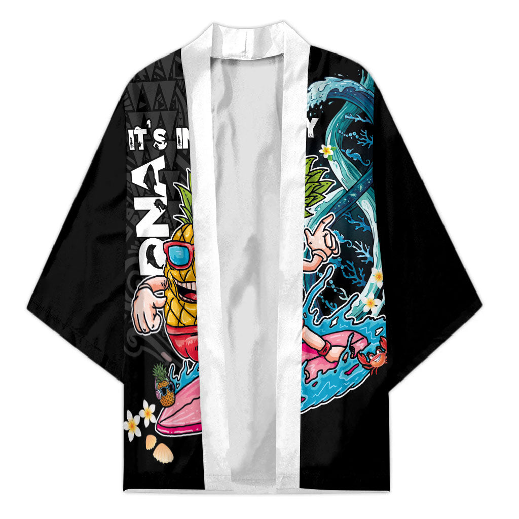Hawaii Pineapple Surfing Kimono It's in My DNA - Kakau and Polynesian Pattern LT03 Unisex Black - Polynesian Pride