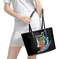 Hawaii Pineapple Surfing Leather Tote Bag It's in My DNA - Kakau and Polynesian Pattern LT03 - Polynesian Pride