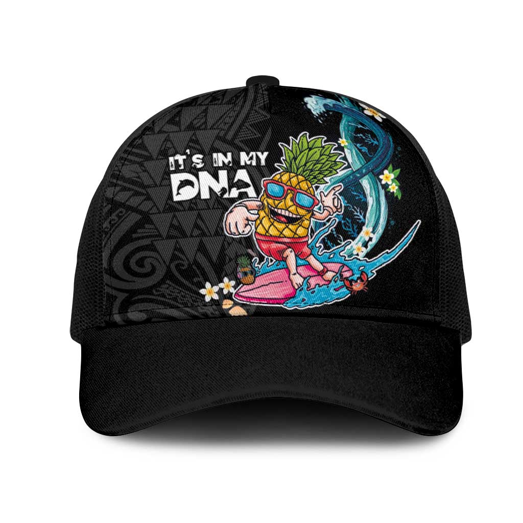 Hawaiian Pineapple Surfing Mesh Trucker Cap It's in My DNA - Kakau and Polynesian Pattern LT03 One Size Black Black - Polynesian Pride