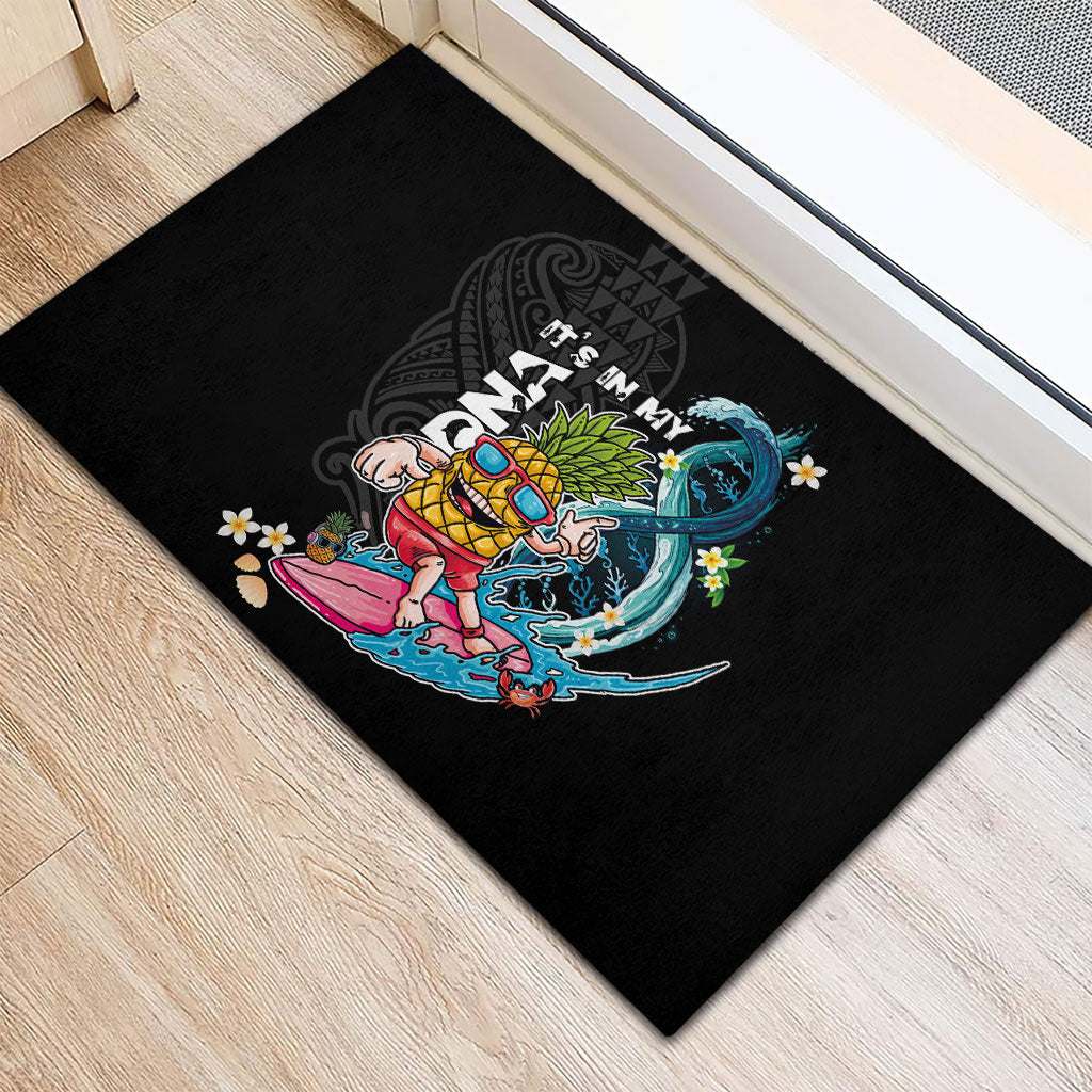 Hawaii Pineapple Surfing Rubber Doormat It's in My DNA - Kakau and Polynesian Pattern LT03 - Polynesian Pride