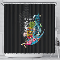 Hawaii Pineapple Surfing Shower Curtain It's in My DNA - Kakau and Polynesian Pattern LT03 - Polynesian Pride