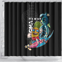Hawaii Pineapple Surfing Shower Curtain It's in My DNA - Kakau and Polynesian Pattern LT03 - Polynesian Pride