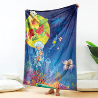 Palau Blanket Jellyfish with Coral Reefs Ocean Vibe and Tapa Pattern LT03 - Polynesian Pride
