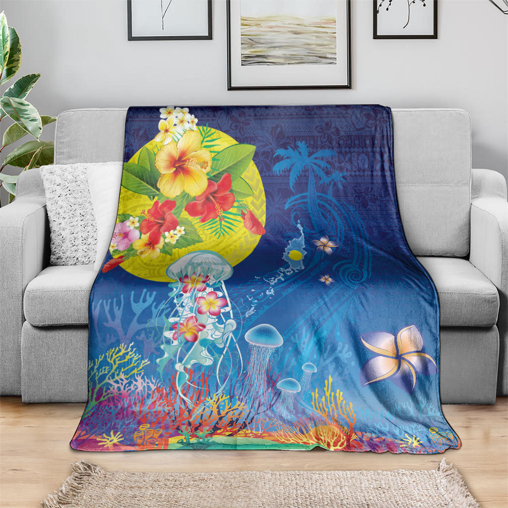 Palau Blanket Jellyfish with Coral Reefs Ocean Vibe and Tapa Pattern LT03 - Polynesian Pride
