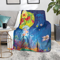 Palau Blanket Jellyfish with Coral Reefs Ocean Vibe and Tapa Pattern LT03 - Polynesian Pride