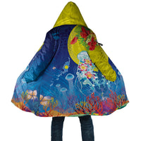 Palau Cloak Jellyfish with Coral Reefs Ocean Vibe and Tapa Pattern LT03 Unisex Blue - Polynesian Pride
