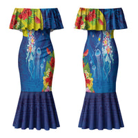 Palau Couples Matching Mermaid Dress and Hawaiian Shirt Jellyfish with Coral Reefs Ocean Vibe and Tapa Pattern LT03 - Polynesian Pride