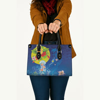 Palau Leather Bag Jellyfish with Coral Reefs Ocean Vibe and Tapa Pattern LT03 - Polynesian Pride