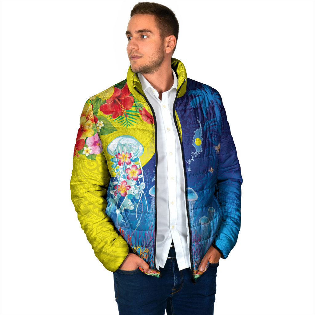 Palau Padded Jacket Jellyfish with Coral Reefs Ocean Vibe and Tapa Pattern LT03 - Polynesian Pride