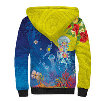 Palau Sherpa Hoodie Jellyfish with Coral Reefs Ocean Vibe and Tapa Pattern LT03 - Polynesian Pride