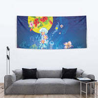 Palau Tapestry Jellyfish with Coral Reefs Ocean Vibe and Tapa Pattern LT03 - Polynesian Pride