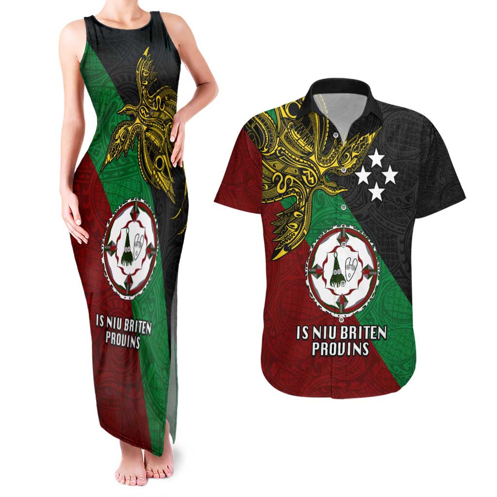 Papua New Guinea East New Britain Province Couples Matching Tank Maxi Dress and Hawaiian Shirt PNG Birds Of Paradise Polynesian Arty Style LT03 Green - Polynesian Pride