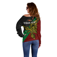 Custom Papua New Guinea East New Britain Province Off Shoulder Sweater PNG Birds Of Paradise Polynesian Arty Style LT03 - Polynesian Pride