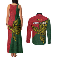 Custom Papua New Guinea East Sepik Province Couples Matching Tank Maxi Dress and Long Sleeve Button Shirts PNG Birds Of Paradise Polynesian Arty Style LT03 - Polynesian Pride