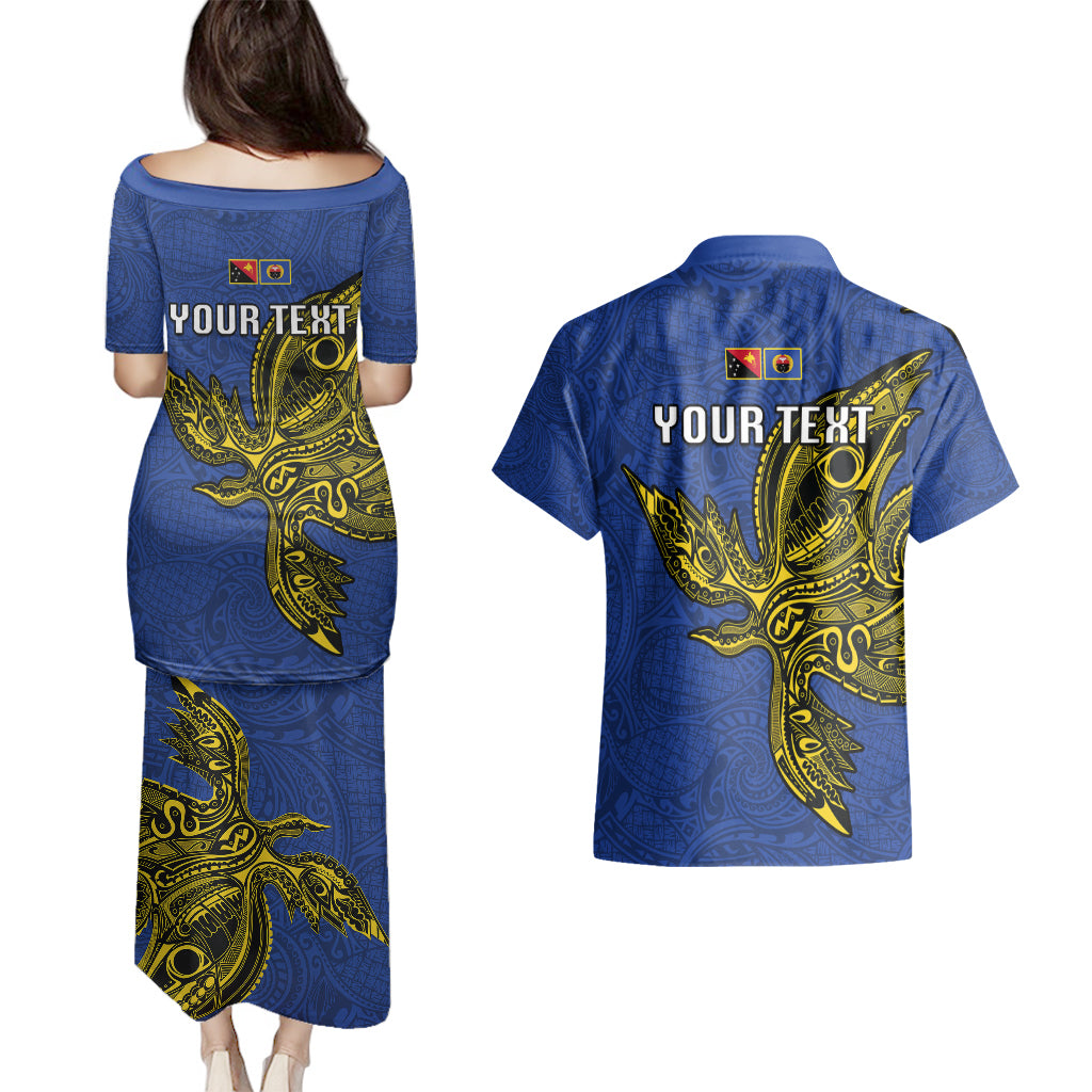 Custom Papua New Guinea Gulf Province Couples Matching Puletasi Dress and Hawaiian Shirt PNG Birds Of Paradise Polynesian Arty Style LT03 - Polynesian Pride