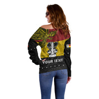 Custom Papua New Guinea Madang Province Off Shoulder Sweater PNG Birds Of Paradise Polynesian Arty Style LT03 - Polynesian Pride