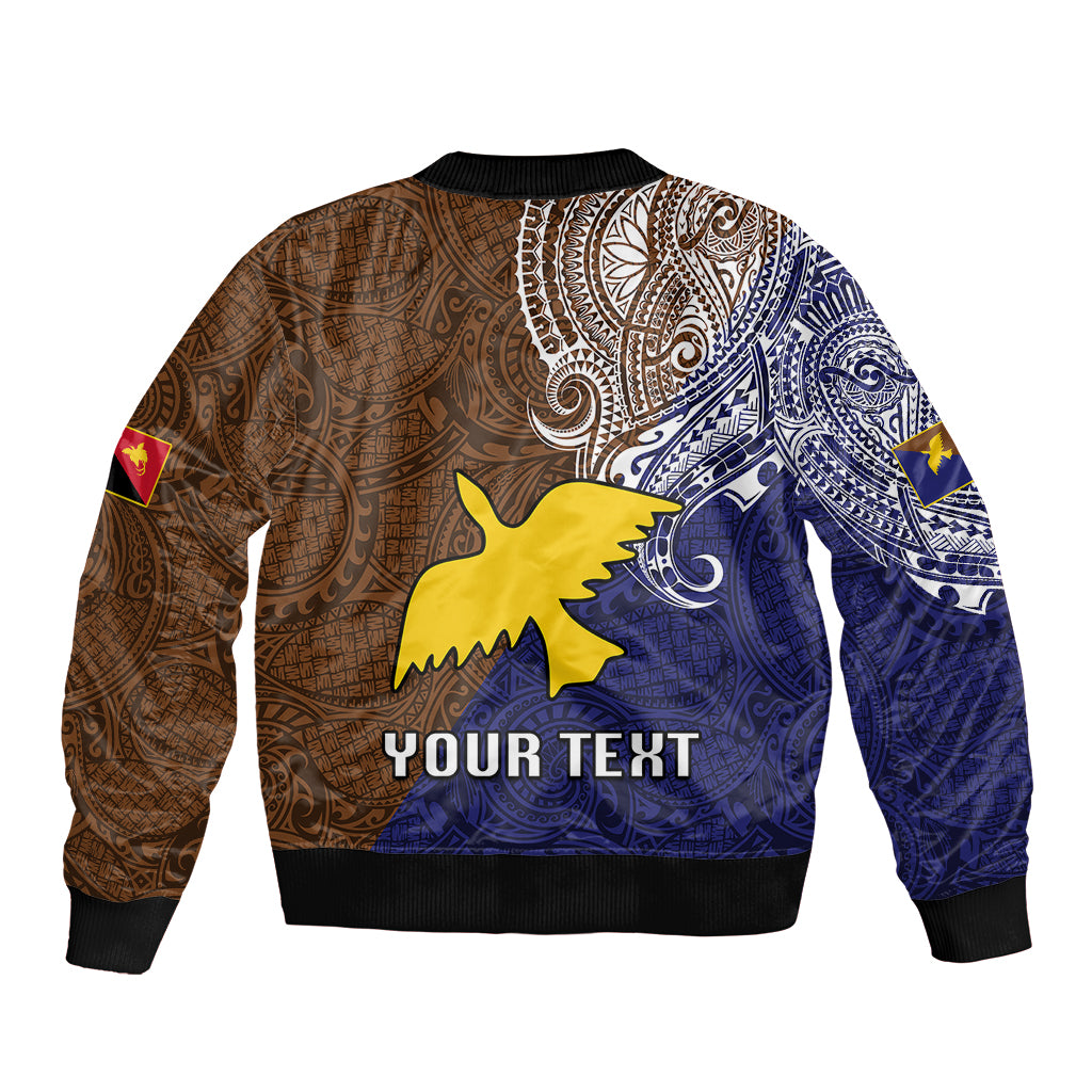Custom Papua New Guinea Manus Province Sleeve Zip Bomber Jacket PNG Birds Of Paradise Polynesian Arty Style LT03 - Polynesian Pride
