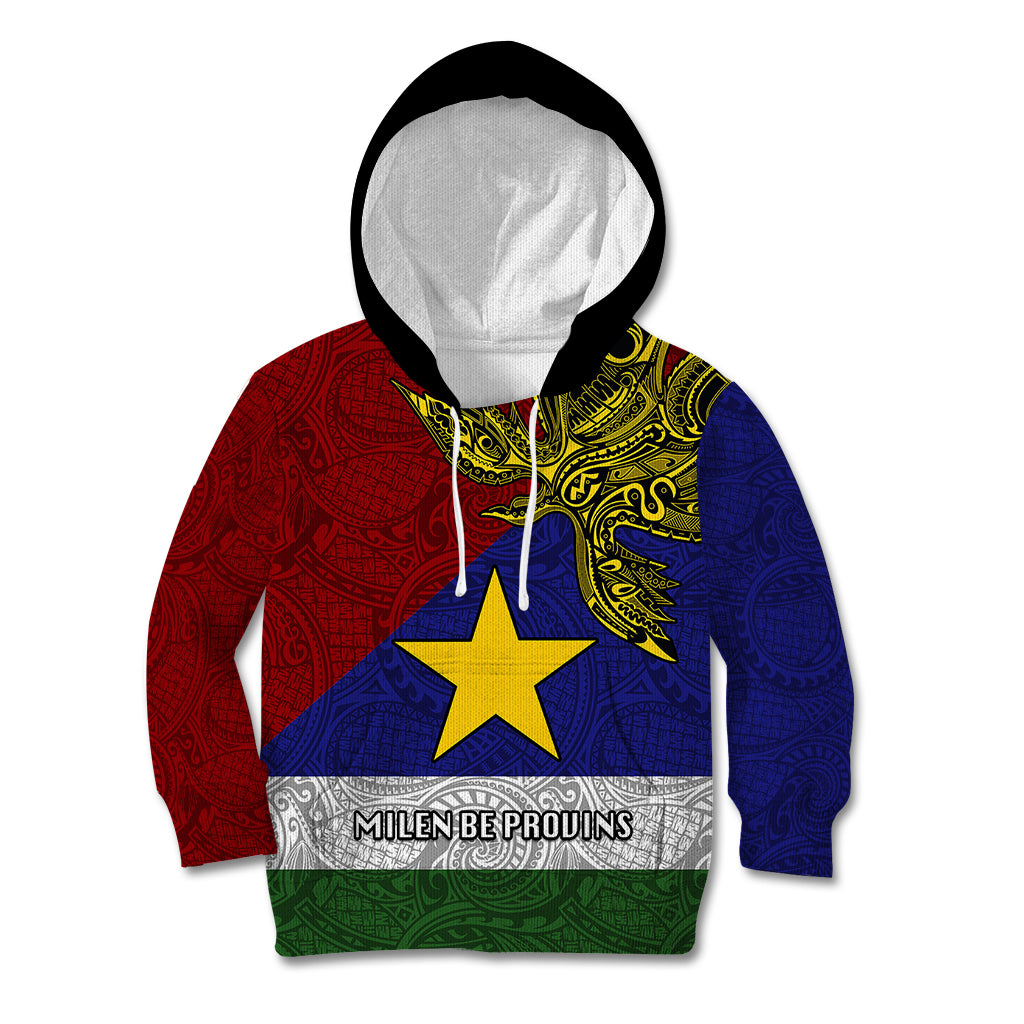 Papua New Guinea Milne Bay Province Kid Hoodie PNG Birds Of Paradise Polynesian Arty Style LT03 Hoodie Blue - Polynesian Pride