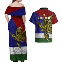 Custom Papua New Guinea Milne Bay Province Couples Matching Off Shoulder Maxi Dress and Hawaiian Shirt PNG Birds Of Paradise Polynesian Arty Style LT03 - Polynesian Pride