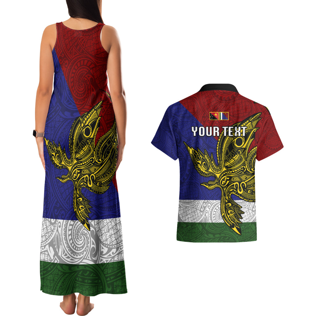 Custom Papua New Guinea Milne Bay Province Couples Matching Tank Maxi Dress and Hawaiian Shirt PNG Birds Of Paradise Polynesian Arty Style LT03 - Polynesian Pride