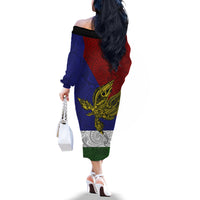 Custom Papua New Guinea Milne Bay Province Off The Shoulder Long Sleeve Dress PNG Birds Of Paradise Polynesian Arty Style LT03 - Polynesian Pride