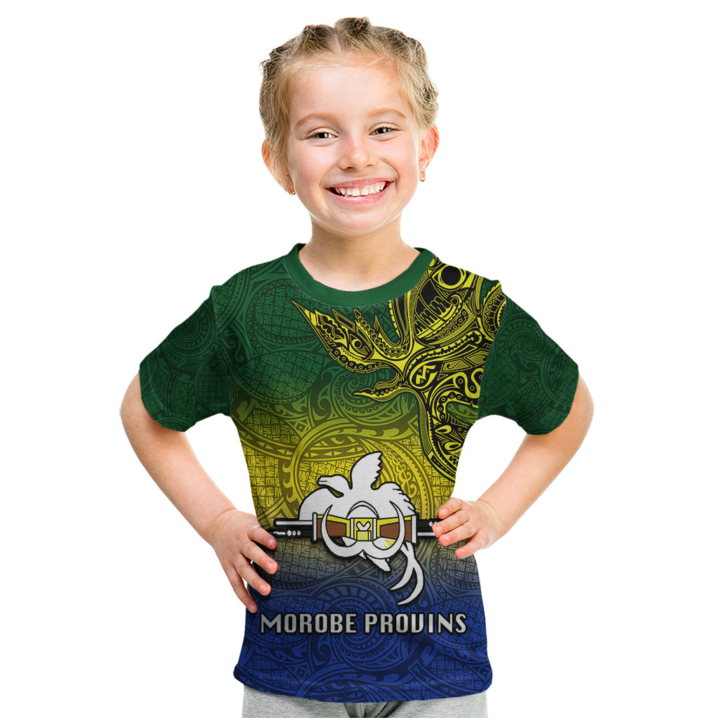 Papua New Guinea Morobe Province Kid T Shirt PNG Birds Of Paradise Polynesian Arty Style LT03 Yellow - Polynesian Pride